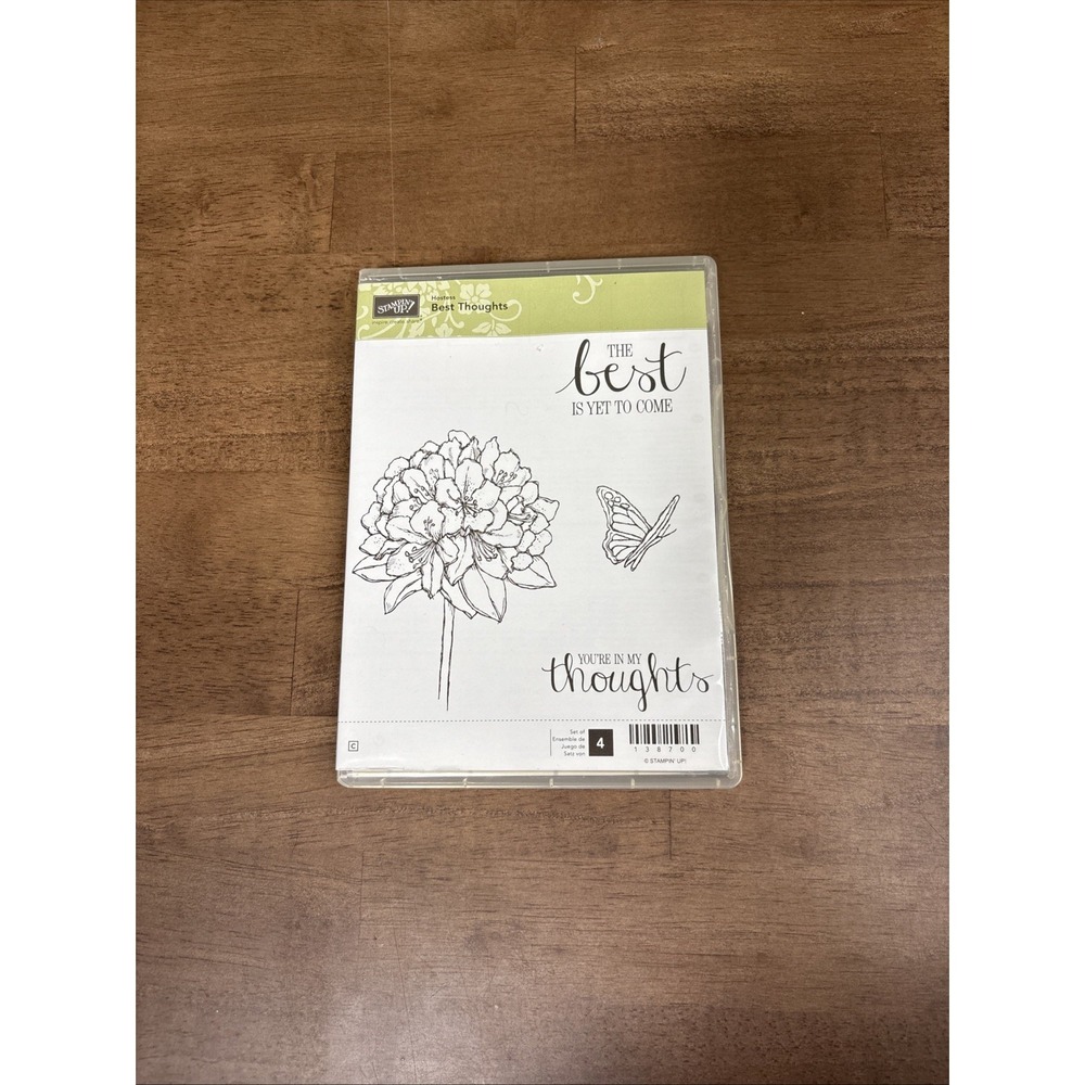 Stampin' Up! Best Thoughts Cling Rubber Stamp Set Flower Butterfly Sentiments